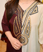 Mocha Ivory Natural Crepe Handwork Co-ord