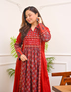 Ruby Saaj Ajrakh Mirrorwork Cotton Kurta Dress