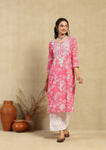 Kiara Pink Mulmul Printed Kurta