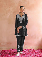 Wamika Onyx Black Chikankari Kurti Pant Set