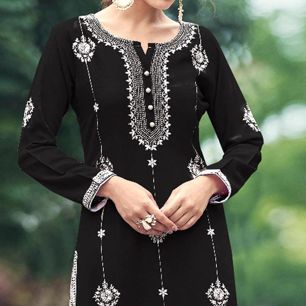 Yamini Midnight Black Chikankari Kurti Pant Set