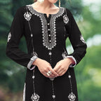 Yamini Midnight Black Chikankari Kurti Pant Set