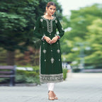 Trisha Dark Blue Chikankari Kurti Pant Set