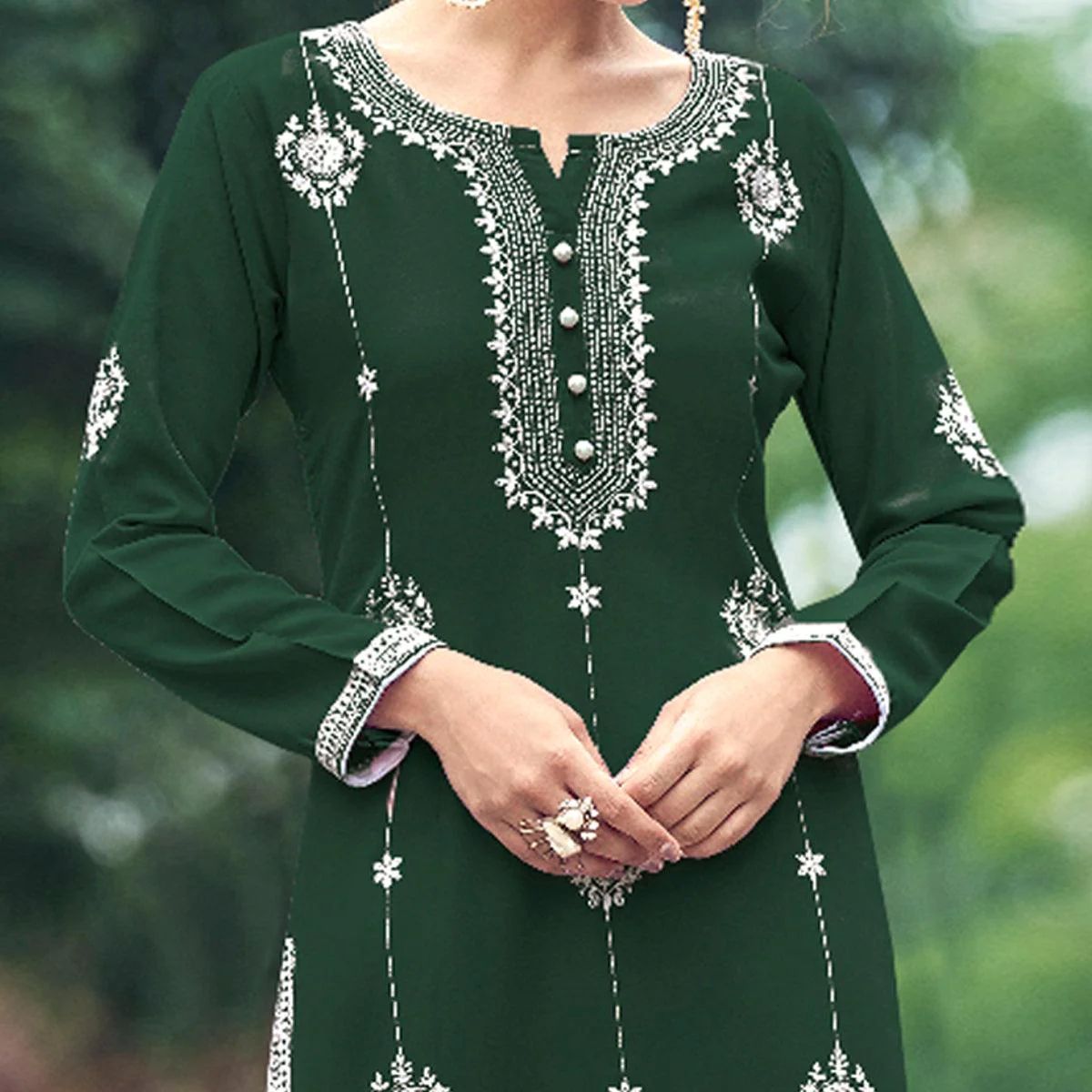 Trisha Dark Blue Chikankari Kurti Pant Set