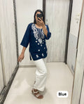 Riya Blue Chikan Cotton Top