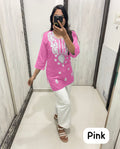 Sana Baby Pink Chikan Cotton Top