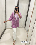 Anaya Lavender Chikan Cotton Top