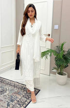 Wrya Ivory Chikankari Kurti Pant Set
