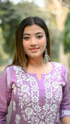 Aaloka Purple Chikankari Kurti Pant Set