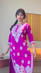 Drishti Pink Chikankari Kurti Pant Set