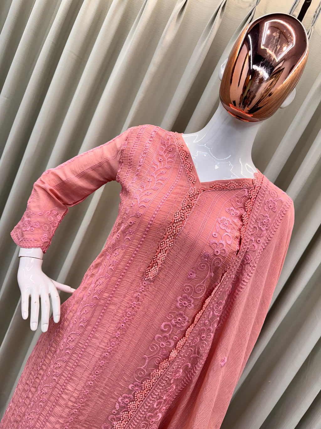Aarohi Peach Embroidered Top Palazzo Set