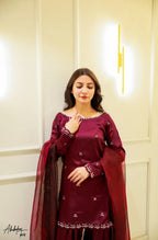 Diya Wine Embroidered Kurta Set