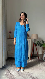 Tavishi Blue Chikankari Kurta Palazzo Set