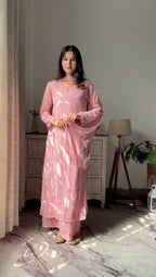 Rasika Peach Chikankari Kurta Palazzo Set