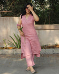 Cherry Pink Pure Linen Co-ord/Kurta pant set
