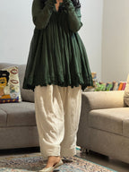 Olive green Anarkali with Farshi Salwar