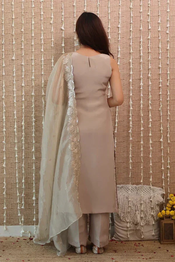 Neelima Dusty Grey Pure Crepe Kurta Set