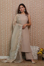 Neelima Dusty Grey Pure Crepe Kurta Set
