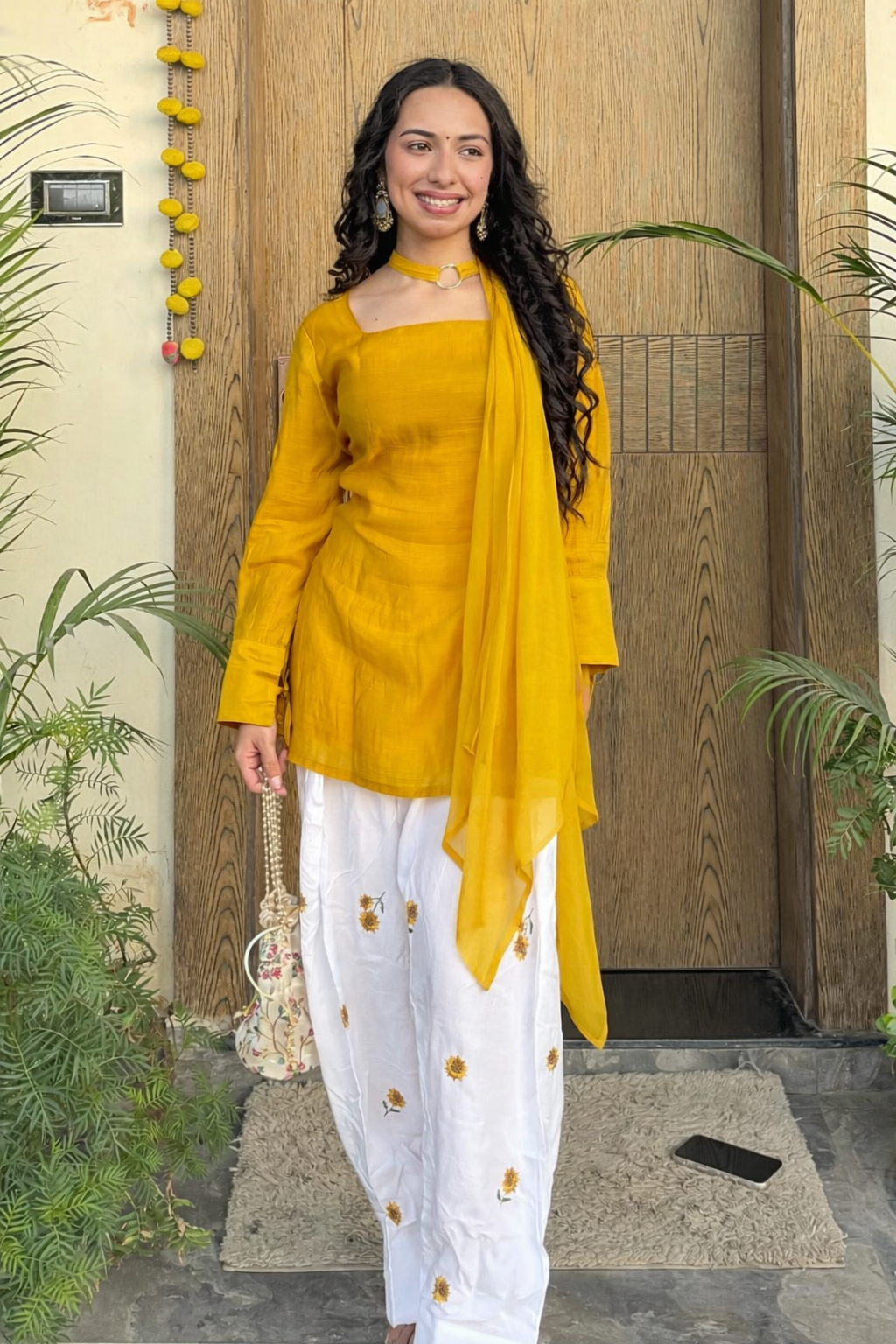 D- Sunflower Farsi Salwar Set With Dupatta
