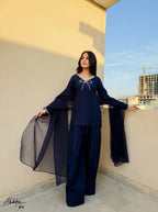 Tanvi Navy Blue Embellished Kurta Set