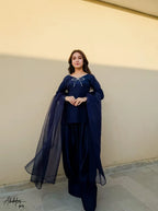 Tanvi Navy Blue Embellished Kurta Set