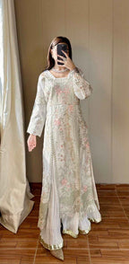 Kavya White Katan Silk Sharara Set