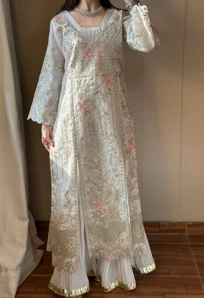 Kavya White Katan Silk Sharara Set