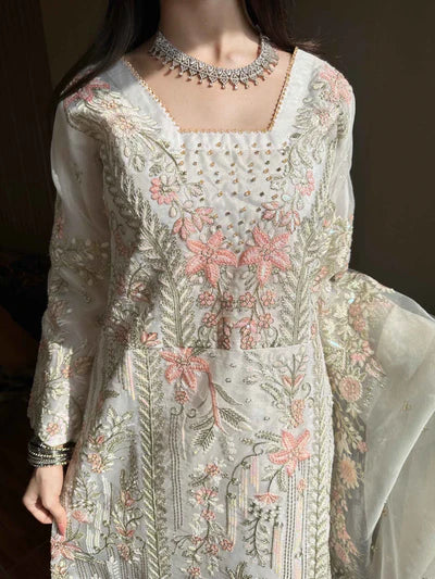 Kavya White Katan Silk Sharara Set