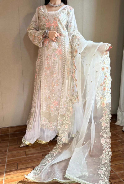Kavya White Katan Silk Sharara Set