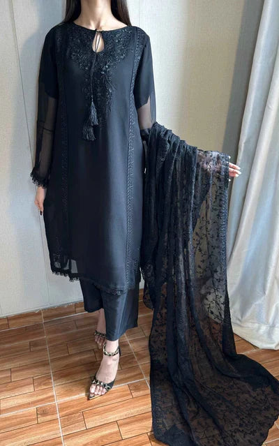 Jasmin Black Chiffon Kurta Set