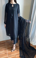 Jasmin Black Chiffon Kurta Set