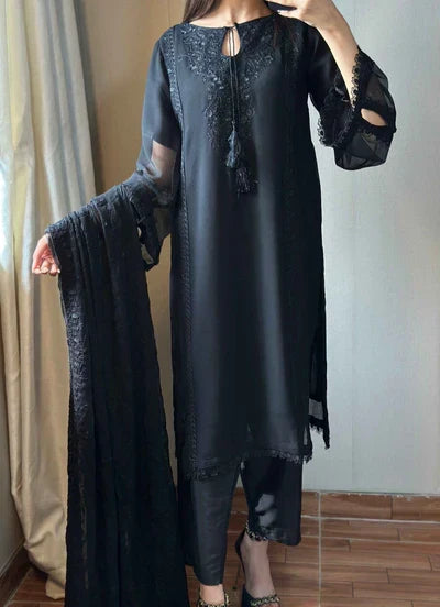 Jasmin Black Chiffon Kurta Set