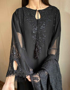 Jasmin Black Chiffon Kurta Set