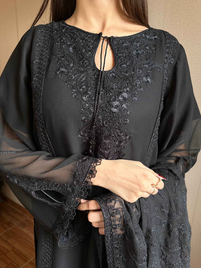Jasmin Black Chiffon Kurta Set