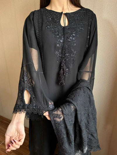 Jasmin Black Chiffon Kurta Set