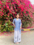 Powder Blue Butterfly Embroidered 3-Piece Set