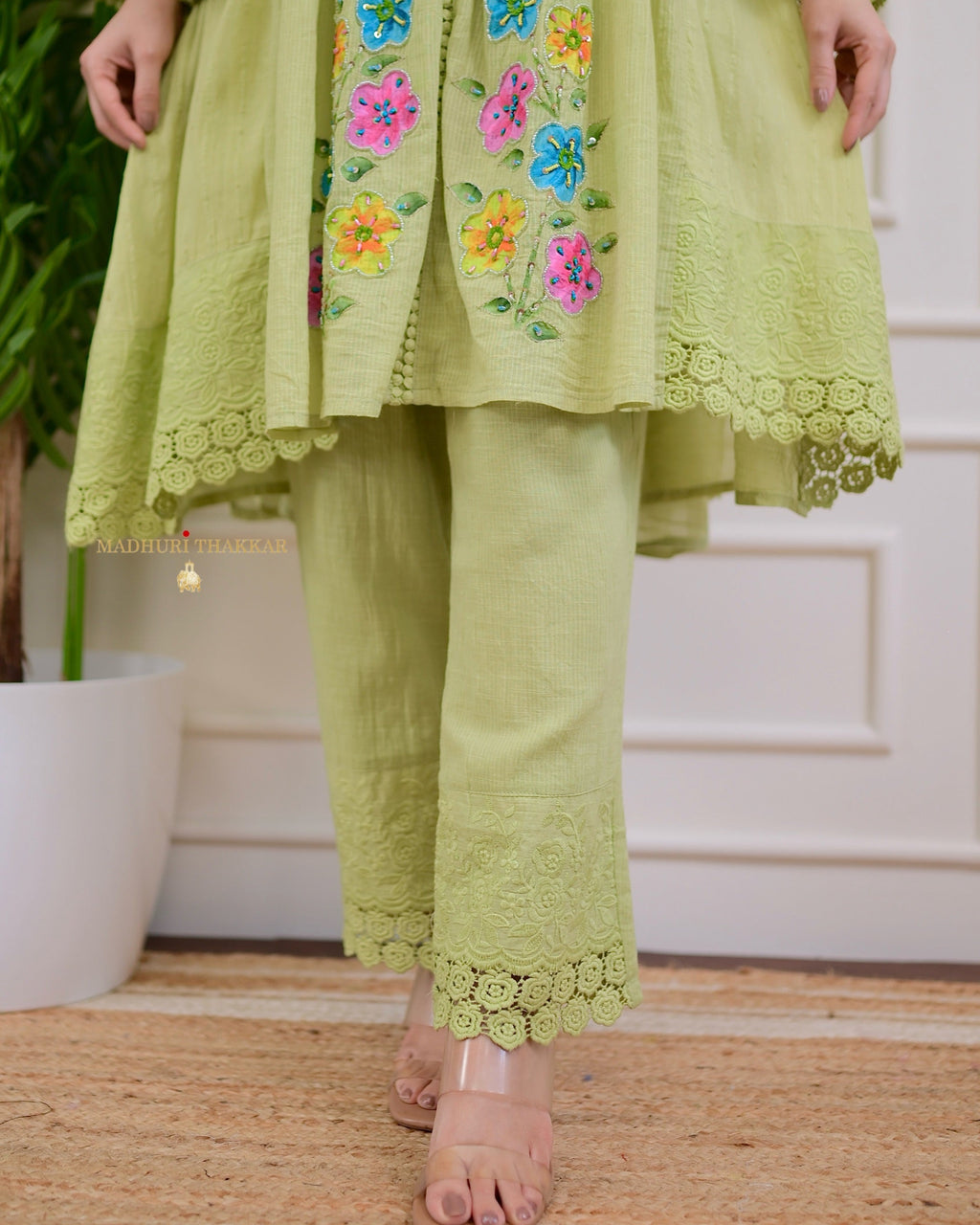 Mint Green A Line Handwork Pakistani Suit