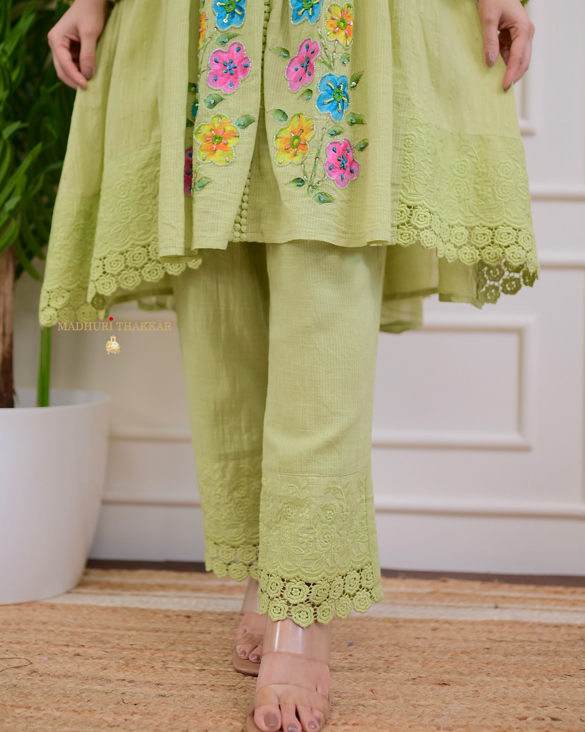 Mint Green A Line Handwork Pakistani Suit