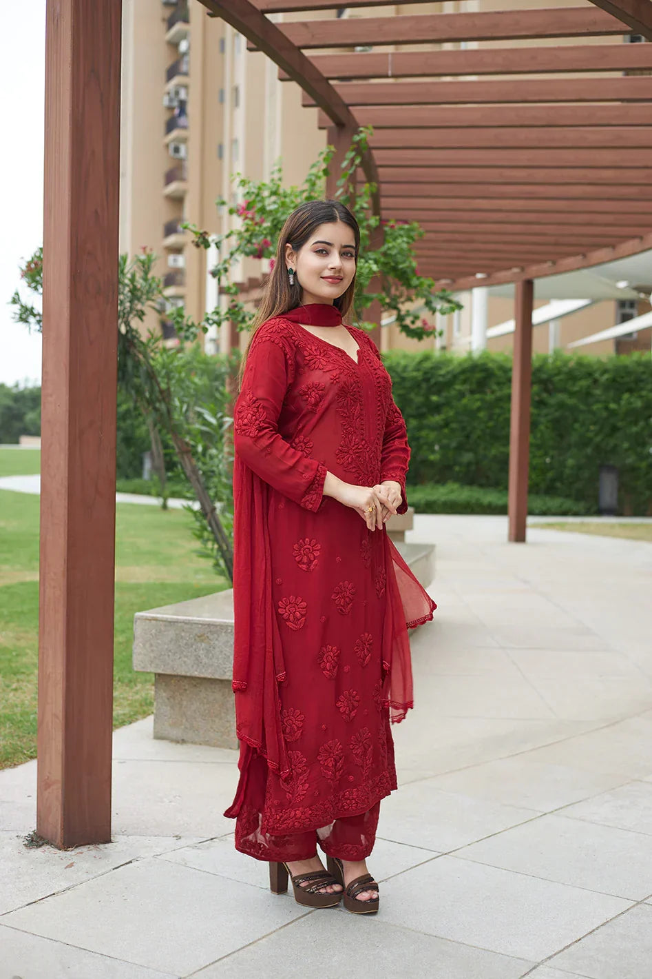 Lavya Maroon Georgette Kurta Set