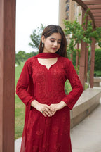 Lavya Maroon Georgette Kurta Set