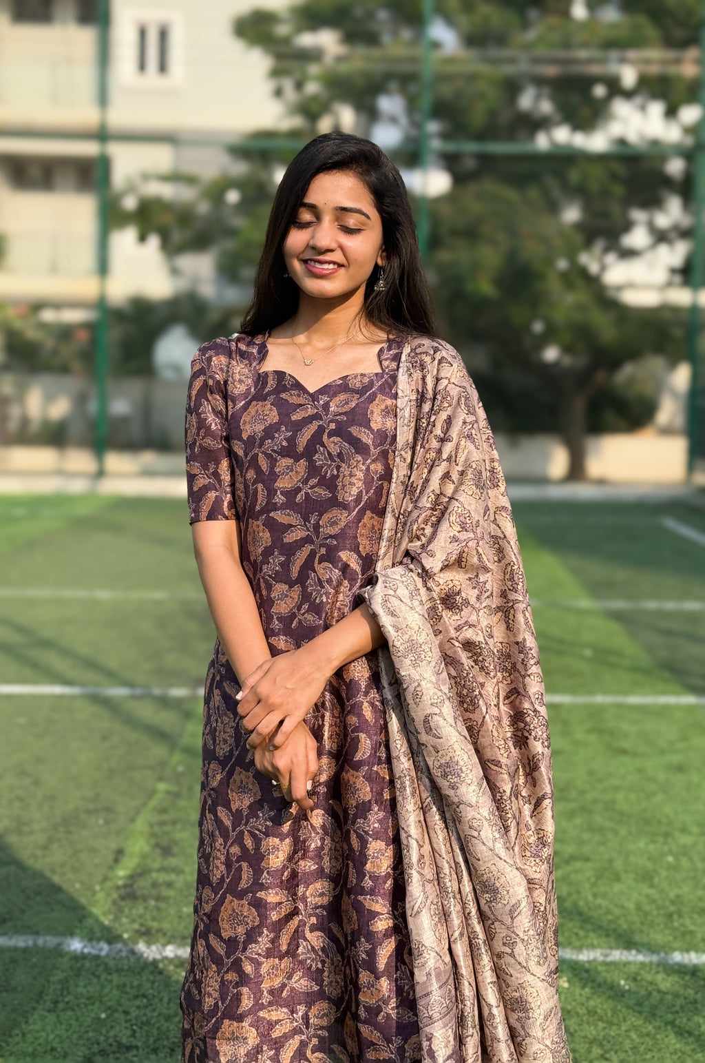 Deep Plum Semi Raw Silk Set