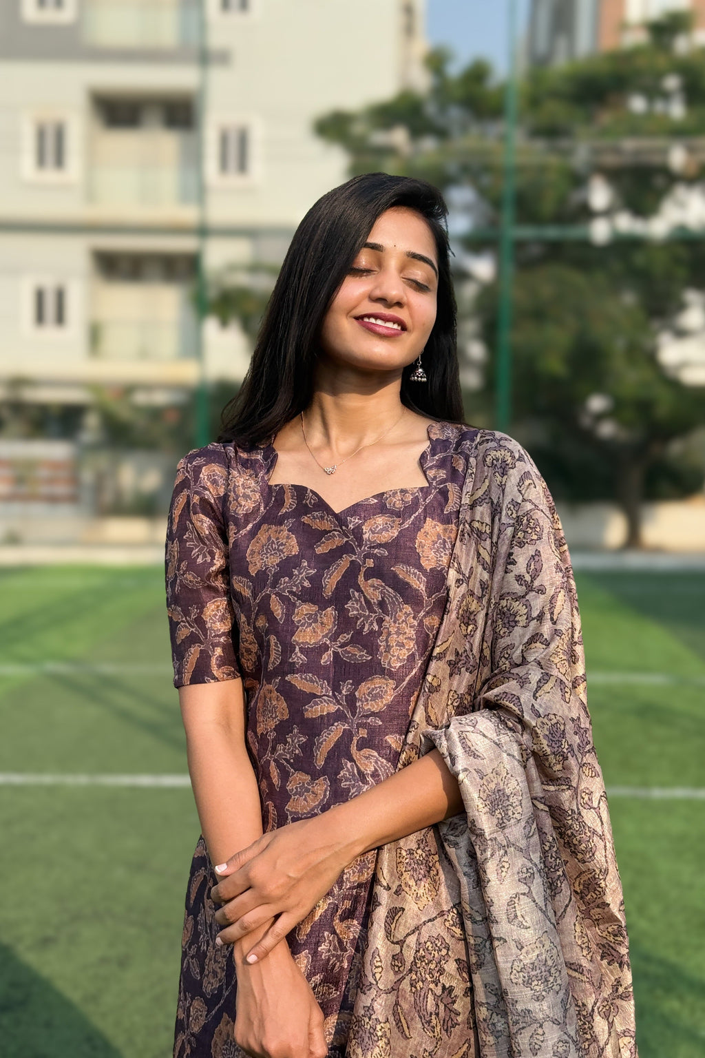 Deep Plum Semi Raw Silk Set