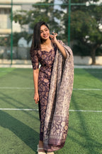 Deep Plum Semi Raw Silk Set