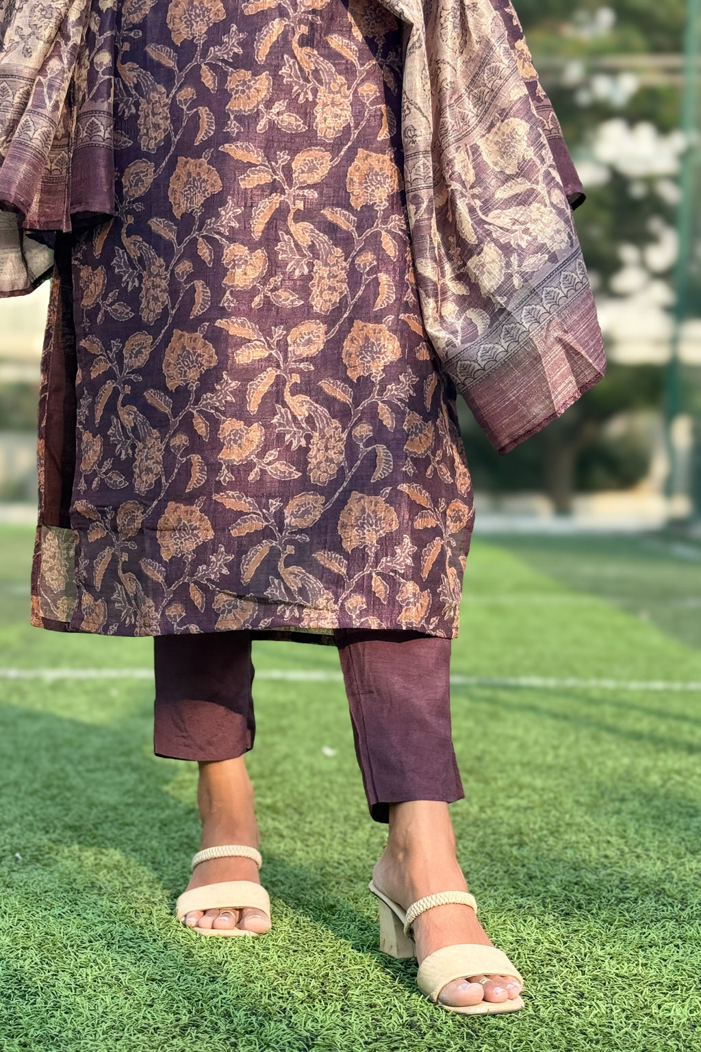 Deep Plum Semi Raw Silk Set