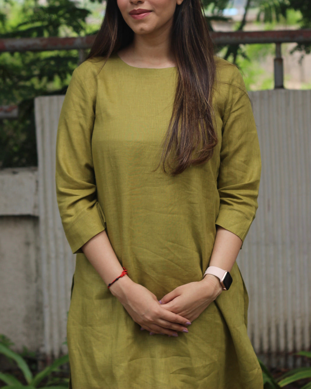 Mustard Green Premium Linen Kurta Set