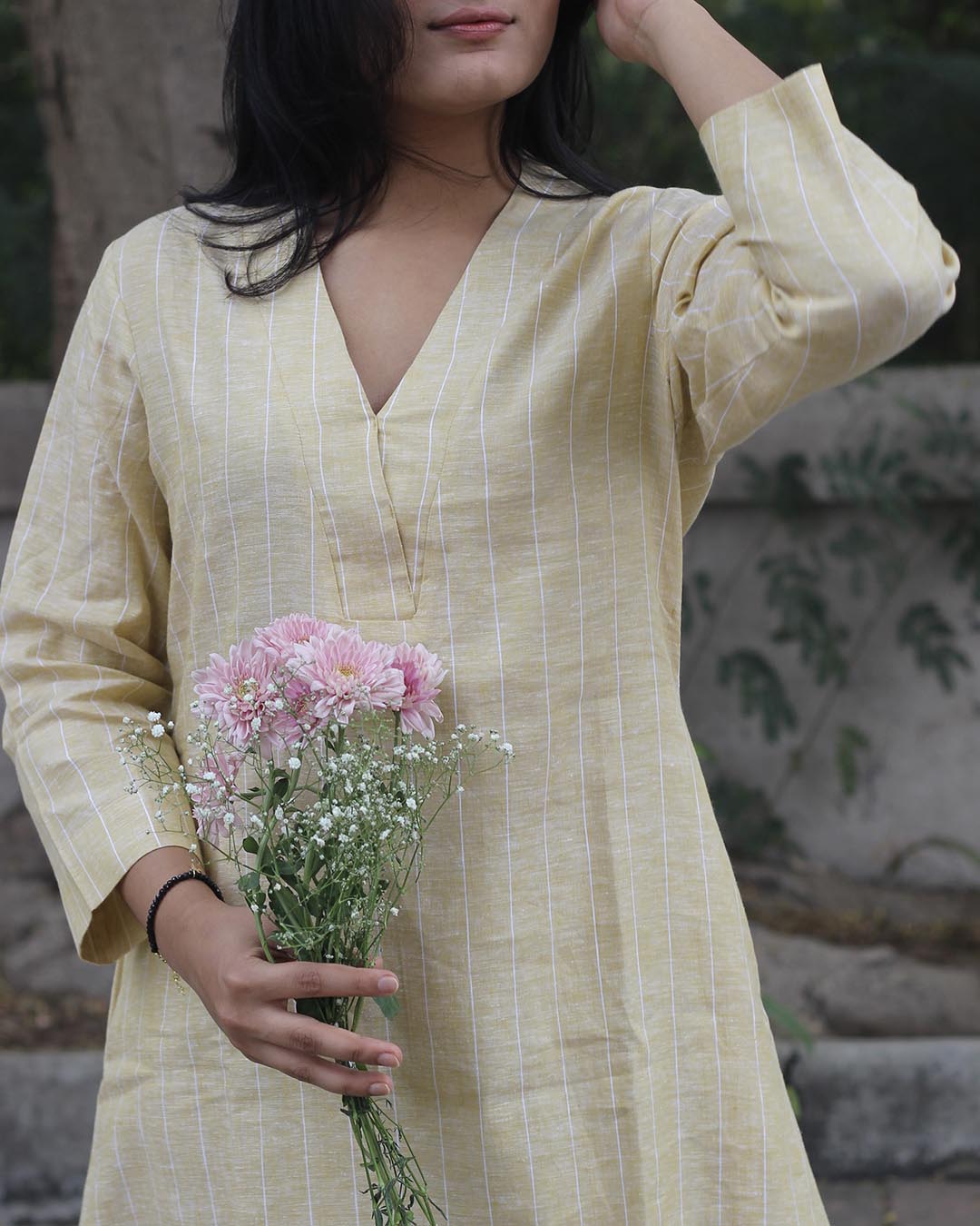 Premium linen Butterstripe Kurta Set