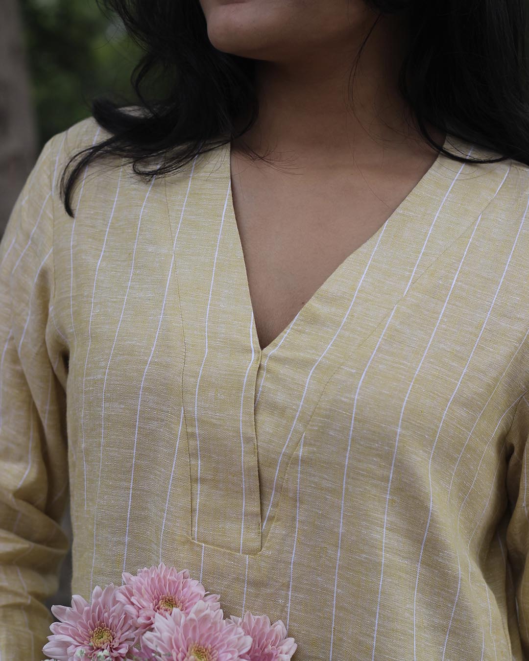 Premium linen Butterstripe Kurta Set