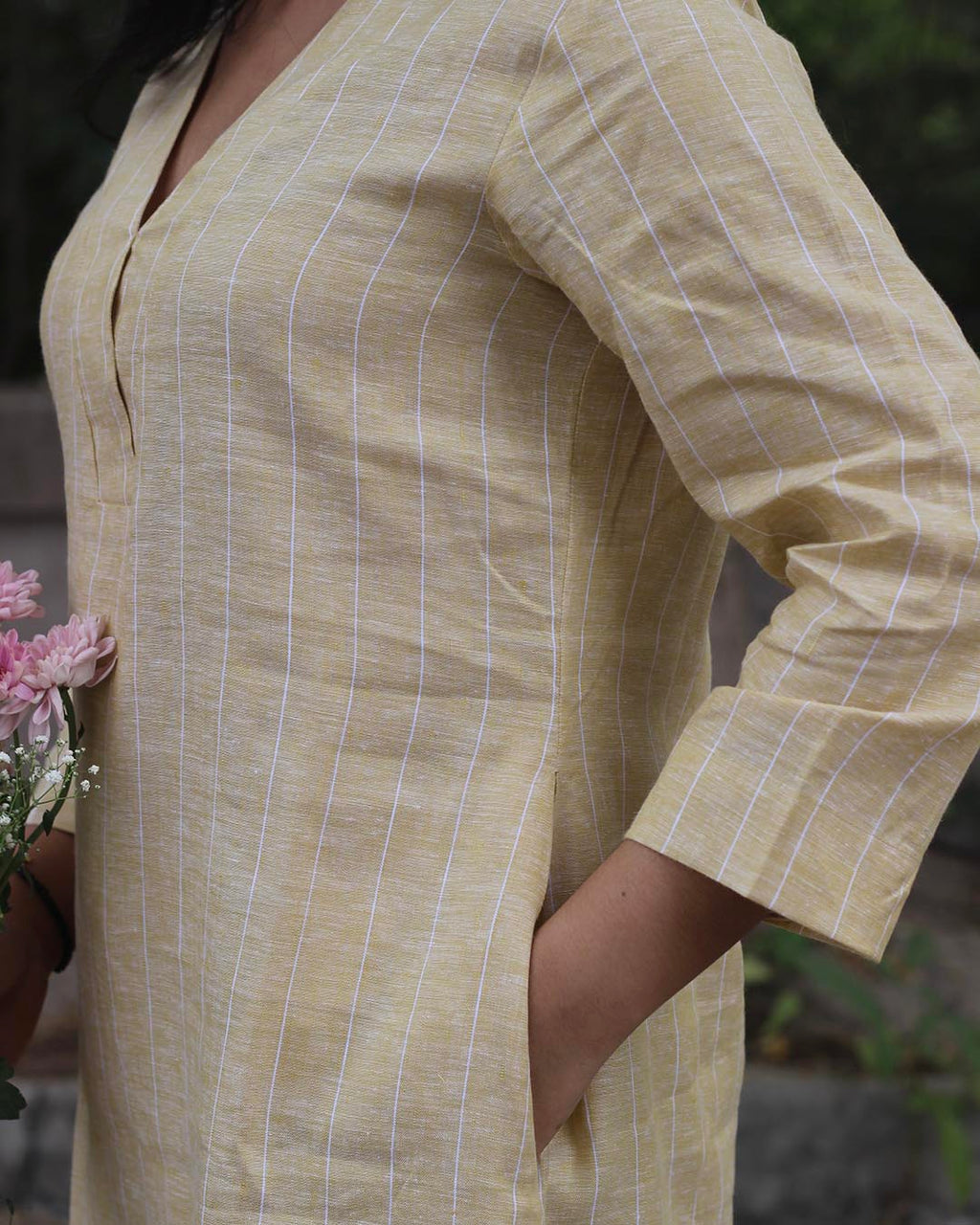 Premium linen Butterstripe Kurta Set