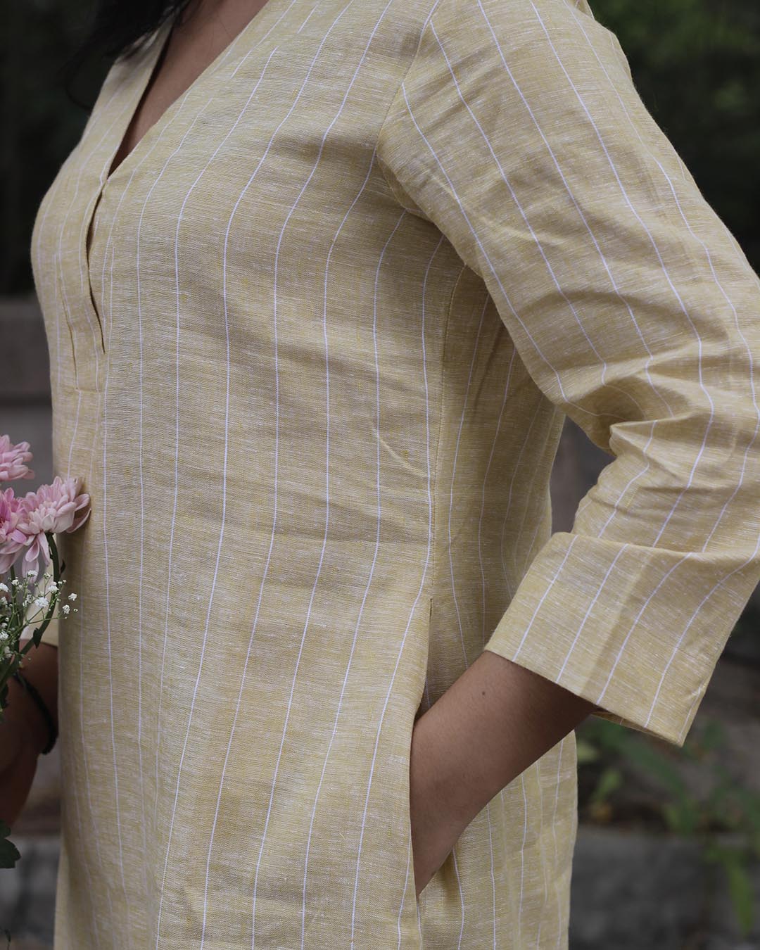 Premium linen Butterstripe Kurta Set