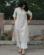 Premium linen Lemon Stripe Long kurta